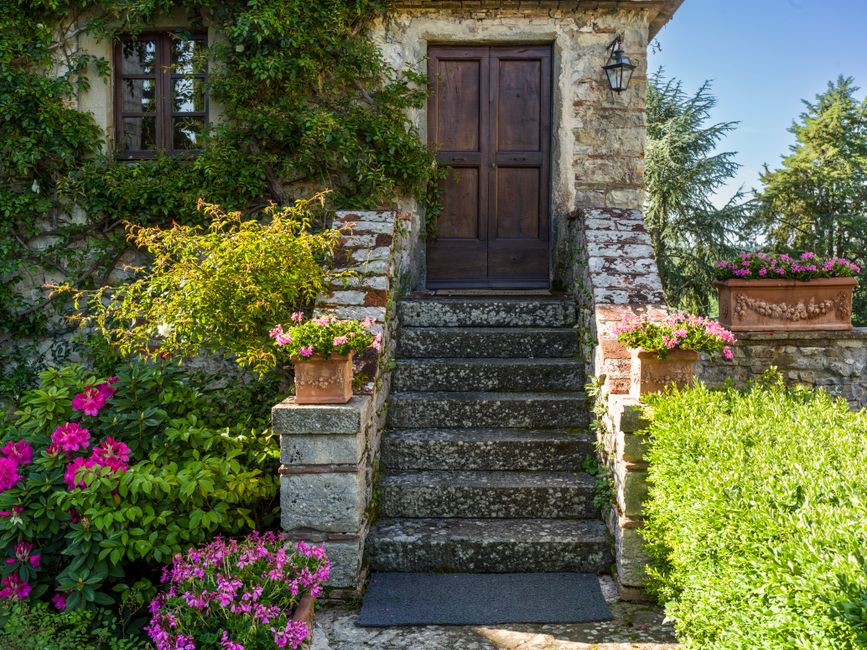 Beautiful house entrance with striking door